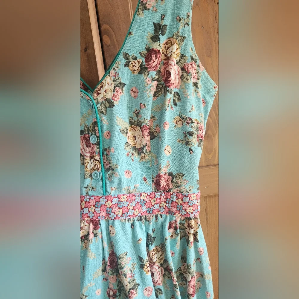Retro Vintage Pin-up 1950s Style Linen Dress - Picture 4 of 7